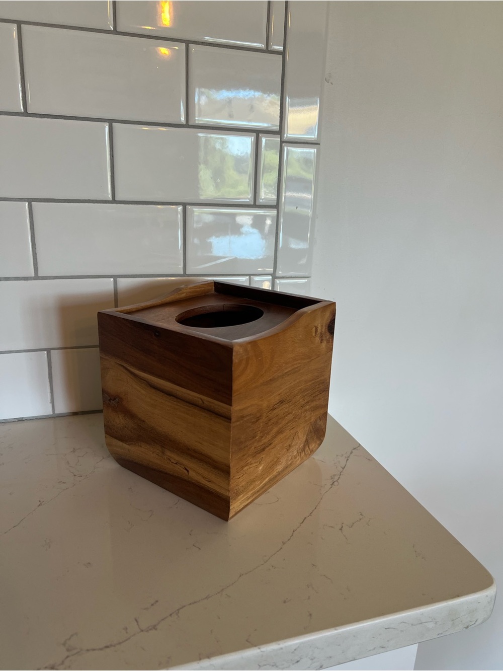 Acacia Wood Cube Tissue Box Cover